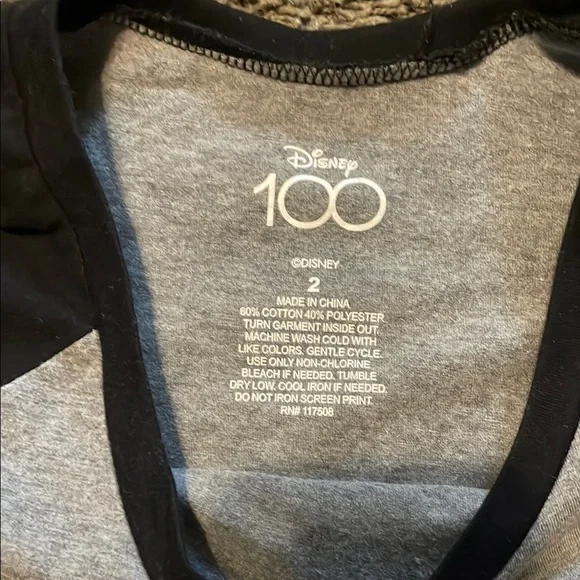 Torrid Gray and Black Mickey and Minnie 3/4 Sleeve Tee - Picture 3 of 7